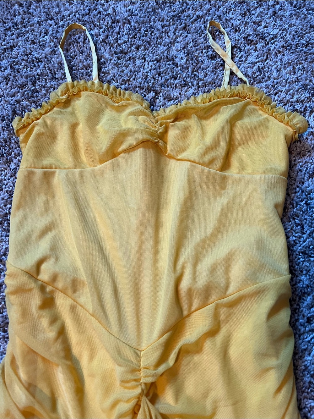 Yellow Ruffle-Trim Women's Slip Dress